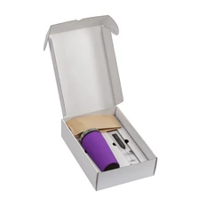 Набор «Макиато»: термостакан, капучинатор, кофе в зернах, фиолетовый фото