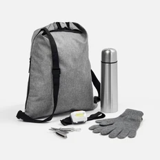 Набор Manlig: перчатки, многофункциональный светодиодный фонарь, мультитул, термос, рюкзак, серый фото