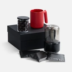 Набор «Микроклимат»: увлажнитель-ароматизатор, кружка, кофе в дрип-пакете, фундук в шоколадной глазури, черный / красный фото