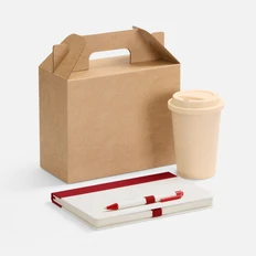 Набор MilkMake: блокнот, стакан, ручка шариковая, красный фото