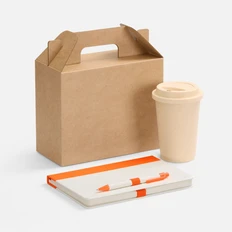 Набор MilkMake: блокнот, стакан, ручка шариковая, оранжевый фото