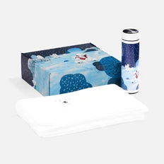 Набор «Мишкин очаг»: флисовый плед с шевроном и термос Percola с мишками, синий фото