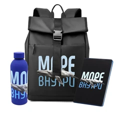 Набор «Море Внутри»: рюкзак, термобутылка, ежедневник, черный фото