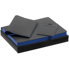 Набор Multimo: ежедневник недатированный, обложка для паспорта, чехол для пропуска, черный / синий фото