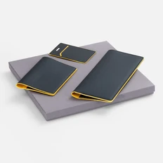 Набор Multimo Simple: дорожный органайзер, обложка для паспорта, чехол для пропуска, черный / желтый фото