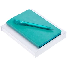 Набор Neat: ежедневник недатированный А6, ручка шариковая Prodir DS3 TFF, бирюзовый фото