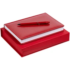 Набор Nebraska Duo: ежедневник недатированный, ручка шариковая Raja Chrome, красный фото