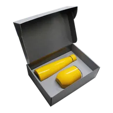 Набор New Box C grey: кофер, термобутылка, желтый фото