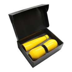 Набор New Box C2 black: 2 кофера, термобутылка, желтый фото