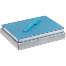 Набор New Latte: ежедневник New Latte, ручка шариковая Bento, голубой фото