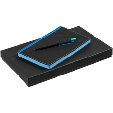 Набор Nice Twice: ежедневник недатированный, ручка шариковая, черный /  голубой фото