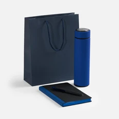 Набор Nice Twice Pack: недатированный ежедневник, термос с ситечком, ручка шариковая, синий / черный фото