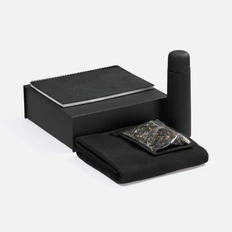 Набор Notera Maxi: ежедневник недатированный, термос, флисовый плед, холщовый мешок, черный чай, черный фото