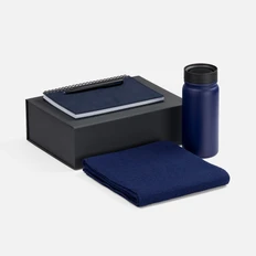 Набор Notera: термостакан, шарф, ежедневник недатированный, ручка шариковая, синий фото