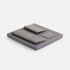 Набор Nubuk Trio: дорожный органайзер, чехол для пропуска, обложка для паспорта, серый фото