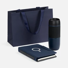 Набор Oiro Pack: органайзер с блокнотом и аккумулятором 8000 mAh, термостакан, синий фото