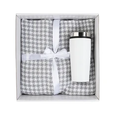 Набор On the Ritz: плед «Ritz» и термостакан «Европа», серый / белый фото