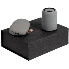 Набор Palm Beach: внешний аккумулятор, колонка, средний, ver.2, серый фото