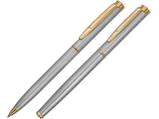 Набор ручек Pen and Pen: ручка шариковая металлическая, ручка роллер, серебряный / золотой фото