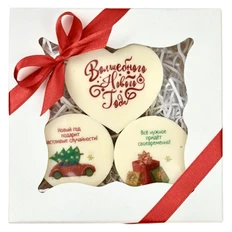 Набор песочного печенья «Новогодние пожелания», белый / красный фото