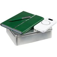 Набор Petrus Energy: внешний аккумулятор, ежедневник недатированный, ручка шариковая, зеленый фото