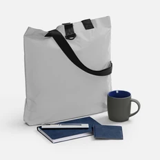 Набор Petrus Maxi: чехол для карточек, ежедневник недатированный, шопер, кружка, ручка шариковая, синий фото