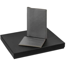 Набор Petrus Mini: обложка для паспорта, картхолдер, серый фото