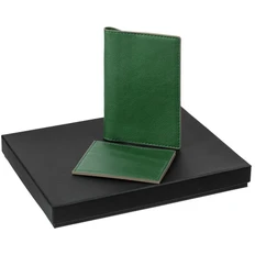 Набор Petrus Mini: обложка для паспорта, картхолдер, зеленый фото