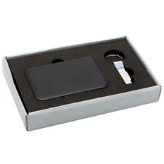 Набор Picto: внешний аккумулятор Fluffy 5000 mAh, флешка Ring Rail 16 Гб, черный фото