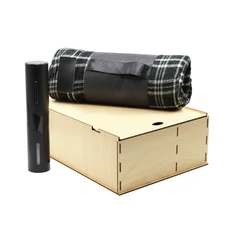 Набор подарочный «Альберт»: плед, винный электрический штопор, черный фото