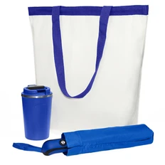 Набор подарочный All-In-One: шопер, автоматический зонт, термокружка, синий фото