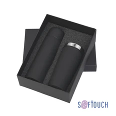 Набор подарочный «Арктика»: термостакан «Европа» и термос «Крит», soft touch, черный фото