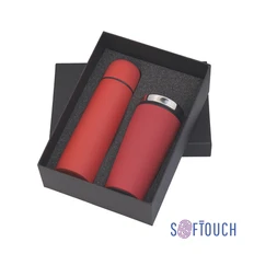 Набор подарочный «Арктика»: термостакан «Европа» и термос «Крит», soft touch, красный фото