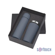 Набор подарочный «Арктика»: термостакан «Европа» и термос «Крит», soft touch, серый фото