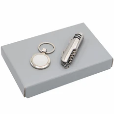 Набор подарочный «Базис»: нож многофункциональный, брелок, серебристый фото