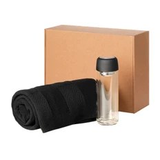 Набор подарочный Bianca, Cella: вязаный плед, термобутылка, черный фото