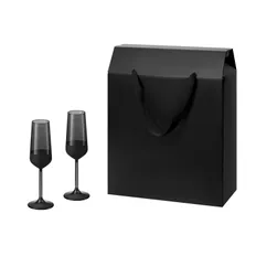  Набор подарочный Black Edition: два бокала для шампанского в большом подарочном пакете, черный фото