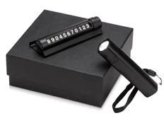 Набор подарочный Blackster: фонарик, парковочная табличка, черный фото