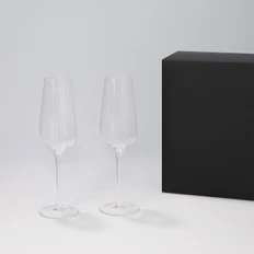 Набор подарочный Blanche: два бокала для шампанского, коробка подарочная, прозрачный / черный фото