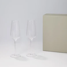 Набор подарочный Blanche: два бокала для шампанского, коробка подарочная, прозрачный / серый фото