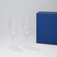Набор подарочный Blanche: два бокала для шампанского, коробка подарочная, прозрачный / синий фото