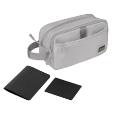  Набор подарочный Boston: обложка на паспорт, картхолдер, дорожная косметичка, серый / черный фото