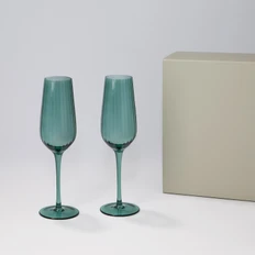 Набор подарочный Capri: два бокала для шампанского, коробка подарочная, зеленый / серый фото