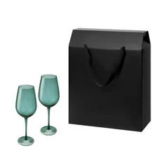 Набор подарочный Capri:  два бокала для вина с большим подарочным пакетом, зеленый / черный фото