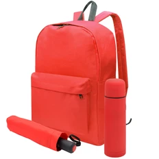 Набор подарочный Capybara: рюкзак, автоматический зонт, термос, красный фото