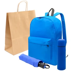 Набор подарочный Capybara: рюкзак, автоматический зонт, термос, синий фото