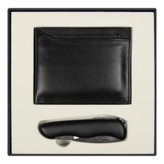 Набор подарочный Clicra Solution Superior Duo: кошелек с картхолдером, нож складной, черный фото