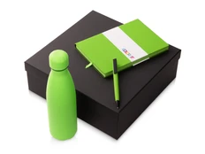 Набор подарочный Color It: блокнот с мягкой обложкой, ручка и термобутылка, салатовый фото