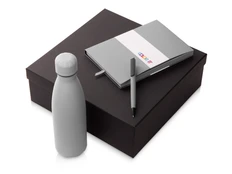 Набор подарочный Color It: блокнот с мягкой обложкой, ручка и термобутылка, серый фото