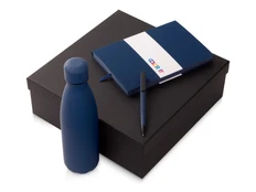 Набор подарочный Color It: блокнот с мягкой обложкой, ручка и термобутылка, темно-синий фото